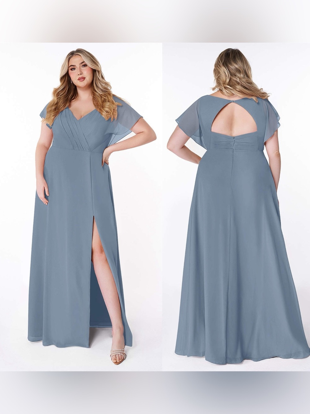 Azazie Rylee Bridesmaids Dress size A18 in Dusty Blue